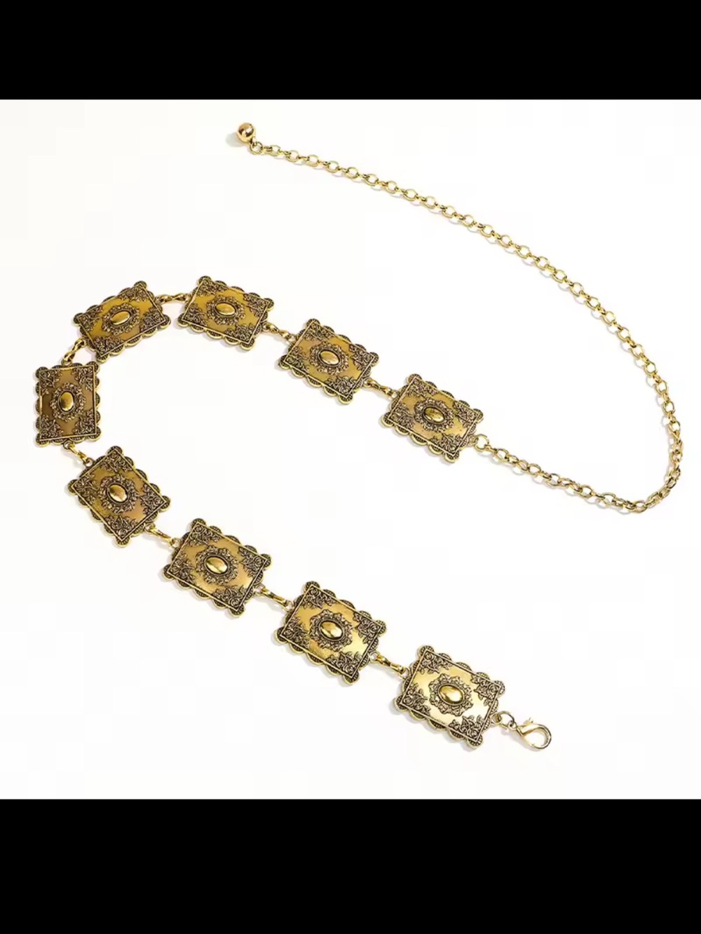 Gold Filigree Square Medallion Chain Belt - Picture 2 of 4